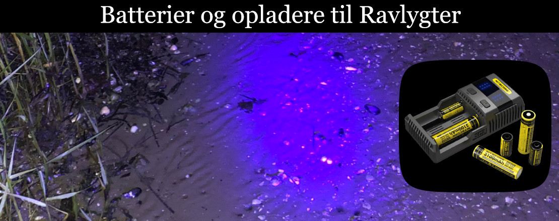 Batterier og opladere til Ravlygter